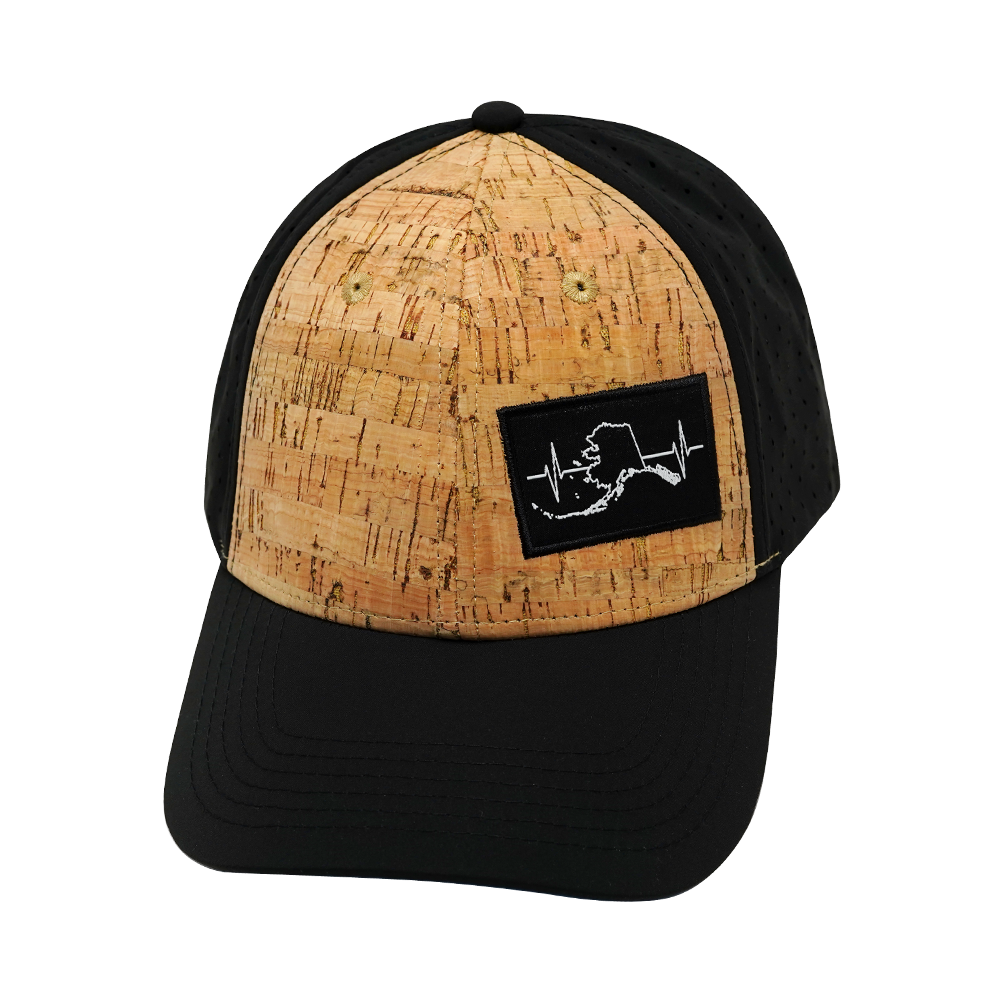 Alaska - 6 Panel - Shallow Fit - Pony Tail - Cork - Black - Laser Mesh (Unisex)
