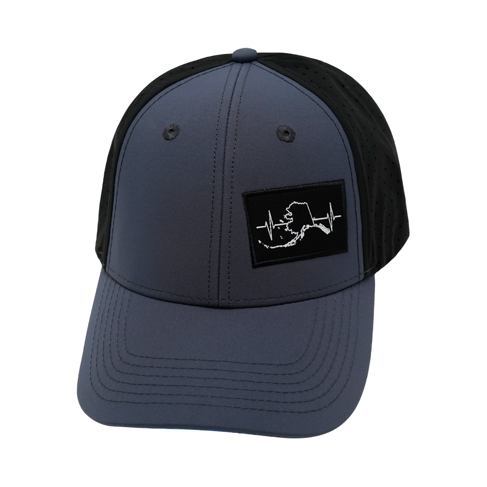 Alaska - 6 Panel - Shallow Fit - Pony Tail - Charcoal / Black - Laser Mesh (Unisex)