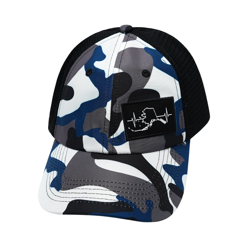 Alaska - 6 Panel - Unstructured - Camo - White / Gray / Blue / Black - Soft Trucker Mesh (Unisex)