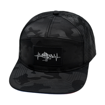 Mountains - 7 Panel - Black Camo - Laser Mesh (Unisex)