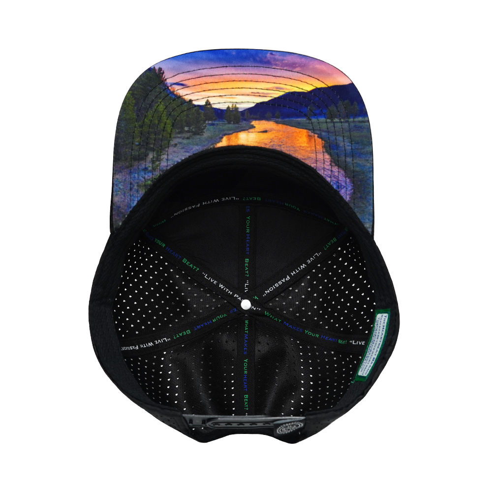 Mountains - 7 Panel - Black Camo - Laser Mesh (Unisex)