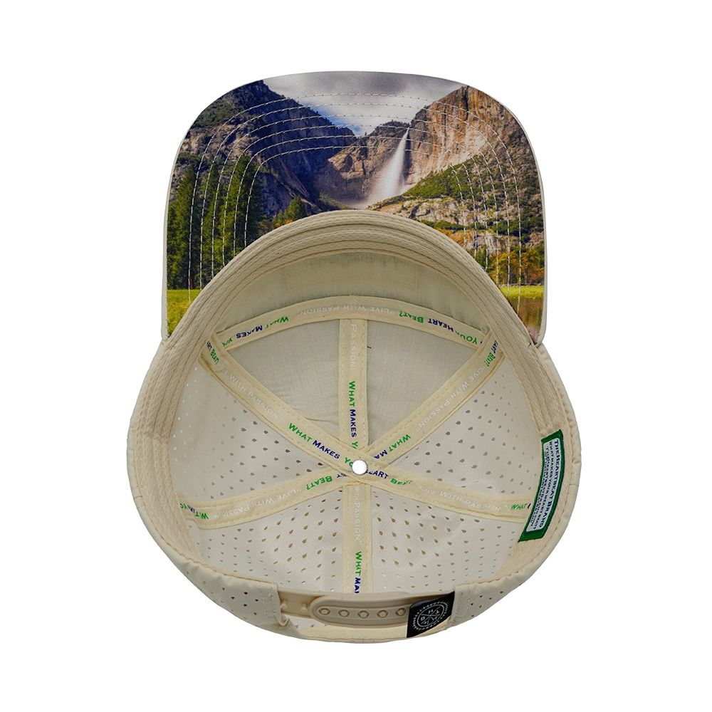 Mountains - 7 Panel - Cream / Black / Charcoal - Laser Mesh (Unisex)