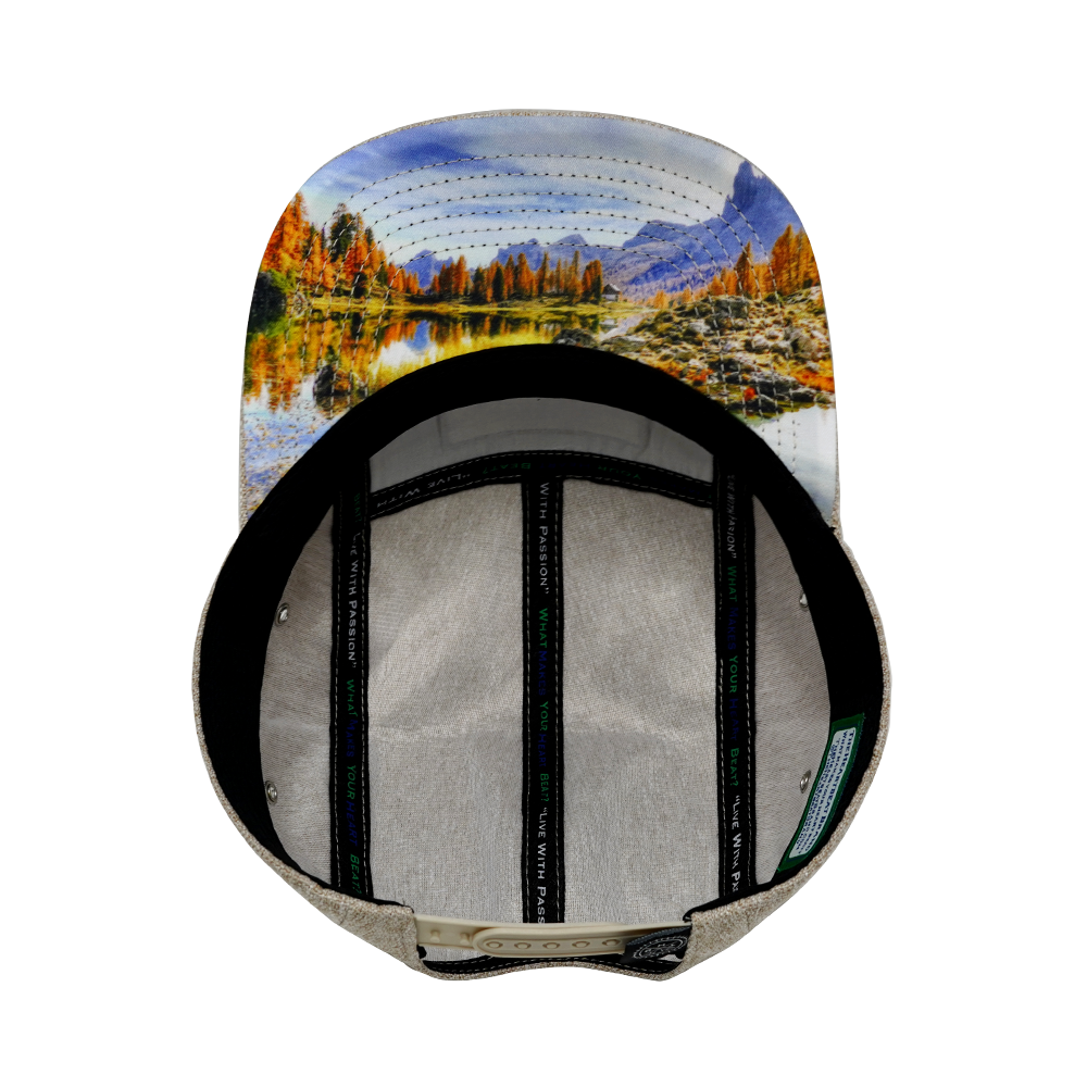 Mountains - 5 Panel - Unstructured - Cream Hemp / Gray Hemp - Fabric Back (Unisex)