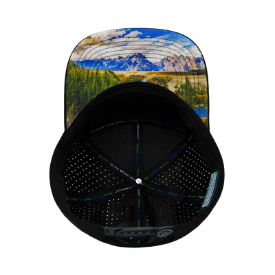 Mountains - 7 Panel - Cork - Black / Cream - Laser Mesh (Unisex)