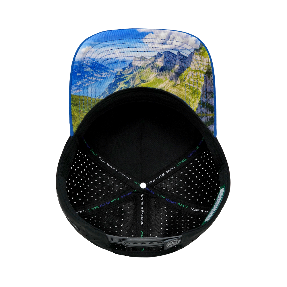 Mountains - 5 Panel - Structured - Royal Blue / Black - Laser Mesh (Unisex)