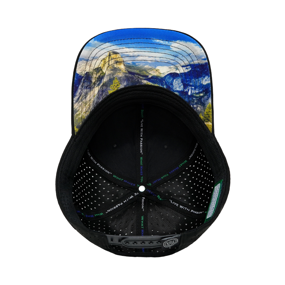 Mountains - 6 Panel - Black - Laser Mesh (Unisex)