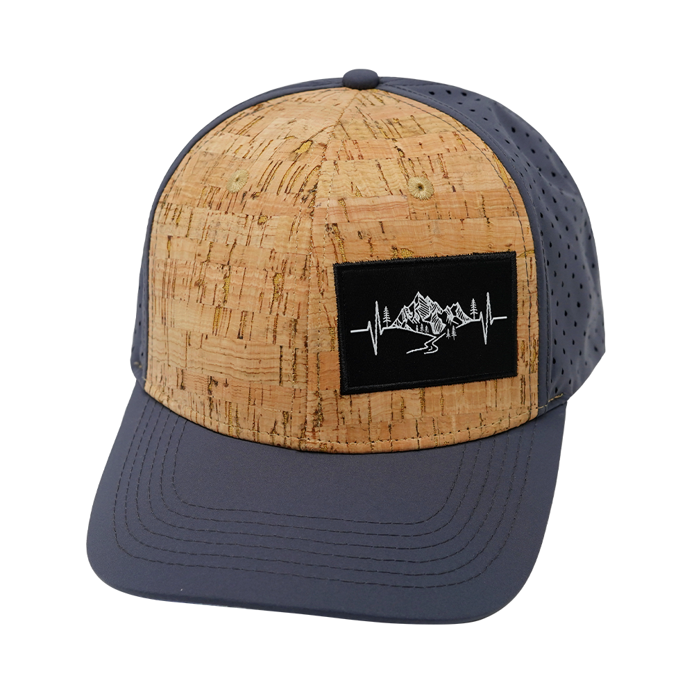 Mountains - 6 Panel - Cork - Charcoal - Laser Mesh (Unisex)