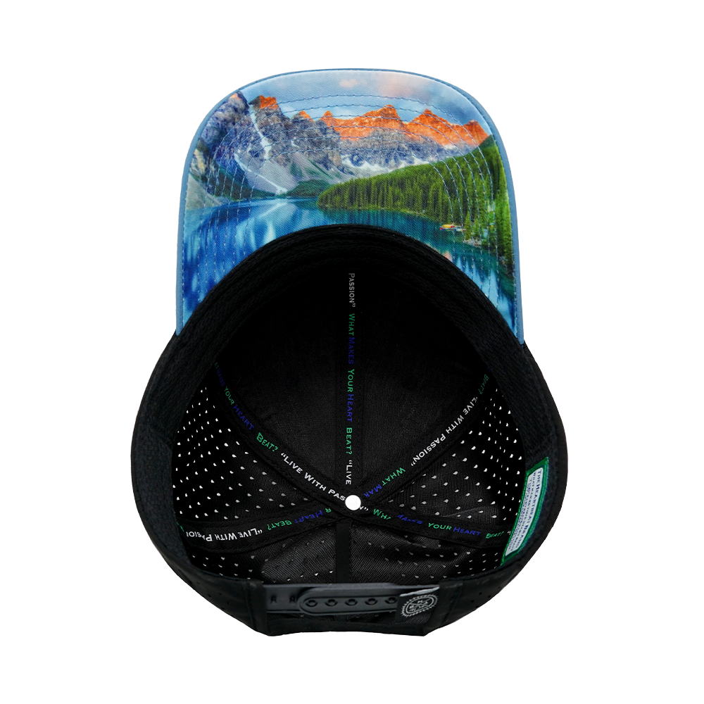 Mountains - 6 Panel - Shallow Fit - Pony Tail - Blue / Black - Laser Mesh (Unisex)