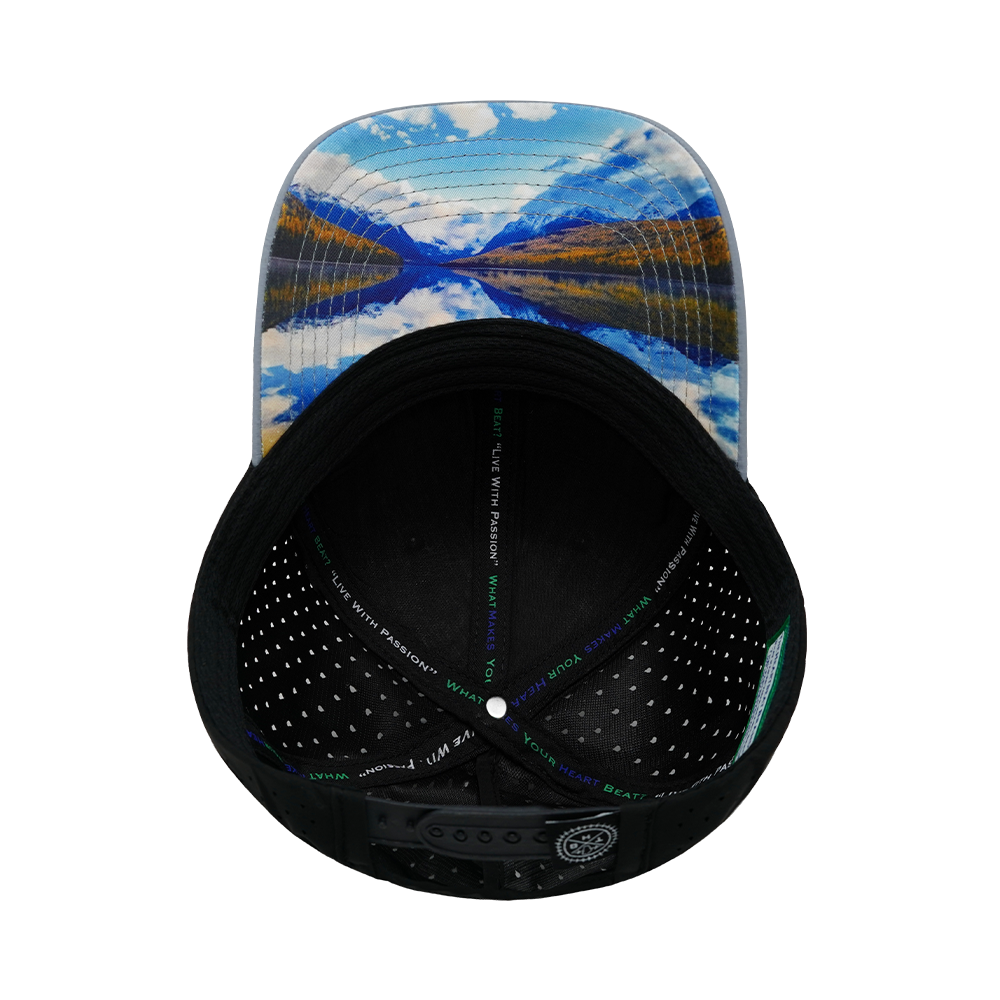 Mountains - 6 Panel - Shallow Fit - Pony Tail - Gray Blue / Black - Laser Mesh (Unisex)