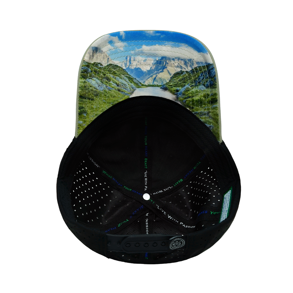 Mountains - 6 Panel - Unstructured - Green / Black - Laser Mesh (Unisex)