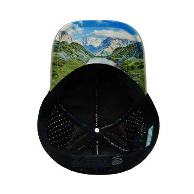 Mountains - 6 Panel - Unstructured - Green / Black - Laser Mesh (Unisex)