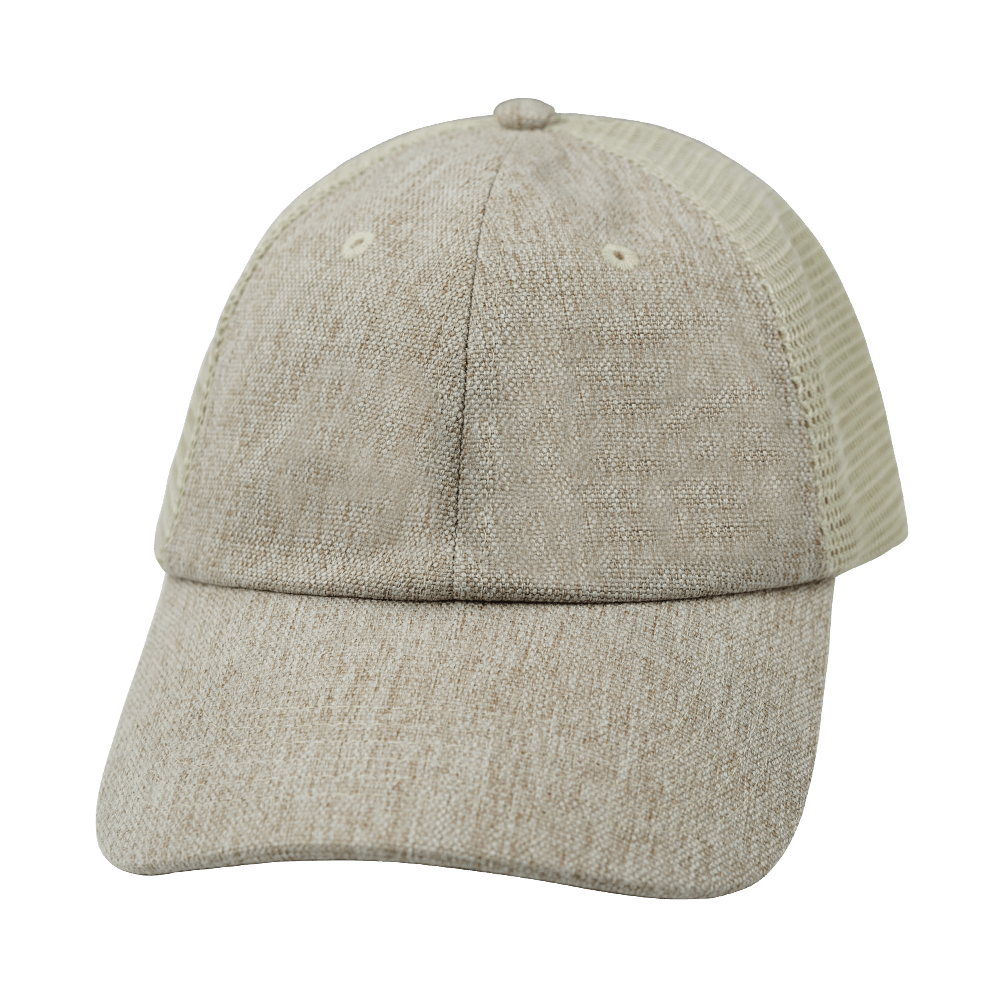 Blank - 6 Panel - Unstructured - Relaxed Fit - Sand Hemp / Sand (Unisex) - Soft Trucker Mesh