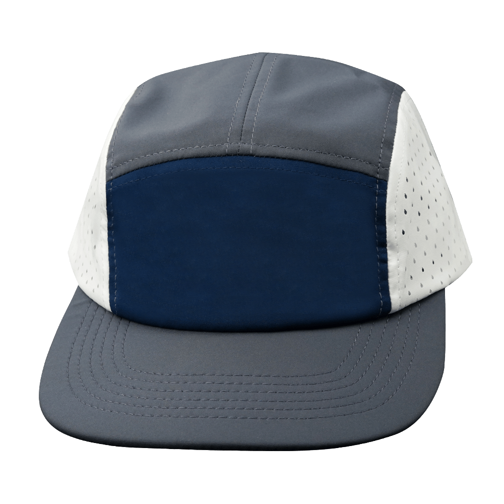 Blank - 5 Panel - Sporty - Unstructured - Charcoal / Navy / White (Unisex) - Laser Mesh