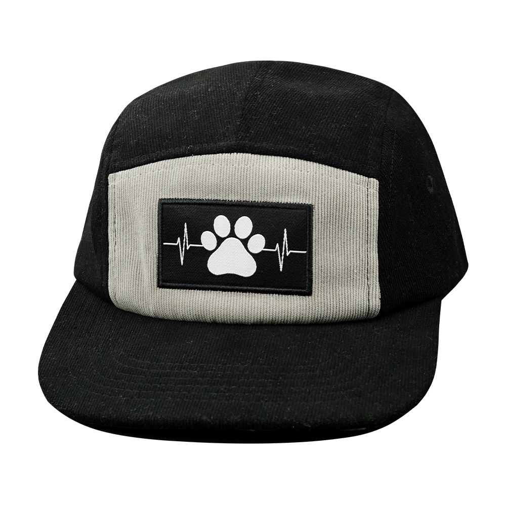 Dog - 5 Panel - Unstructured - Corduroy - Black / Gray - Fabric Back (Unisex)