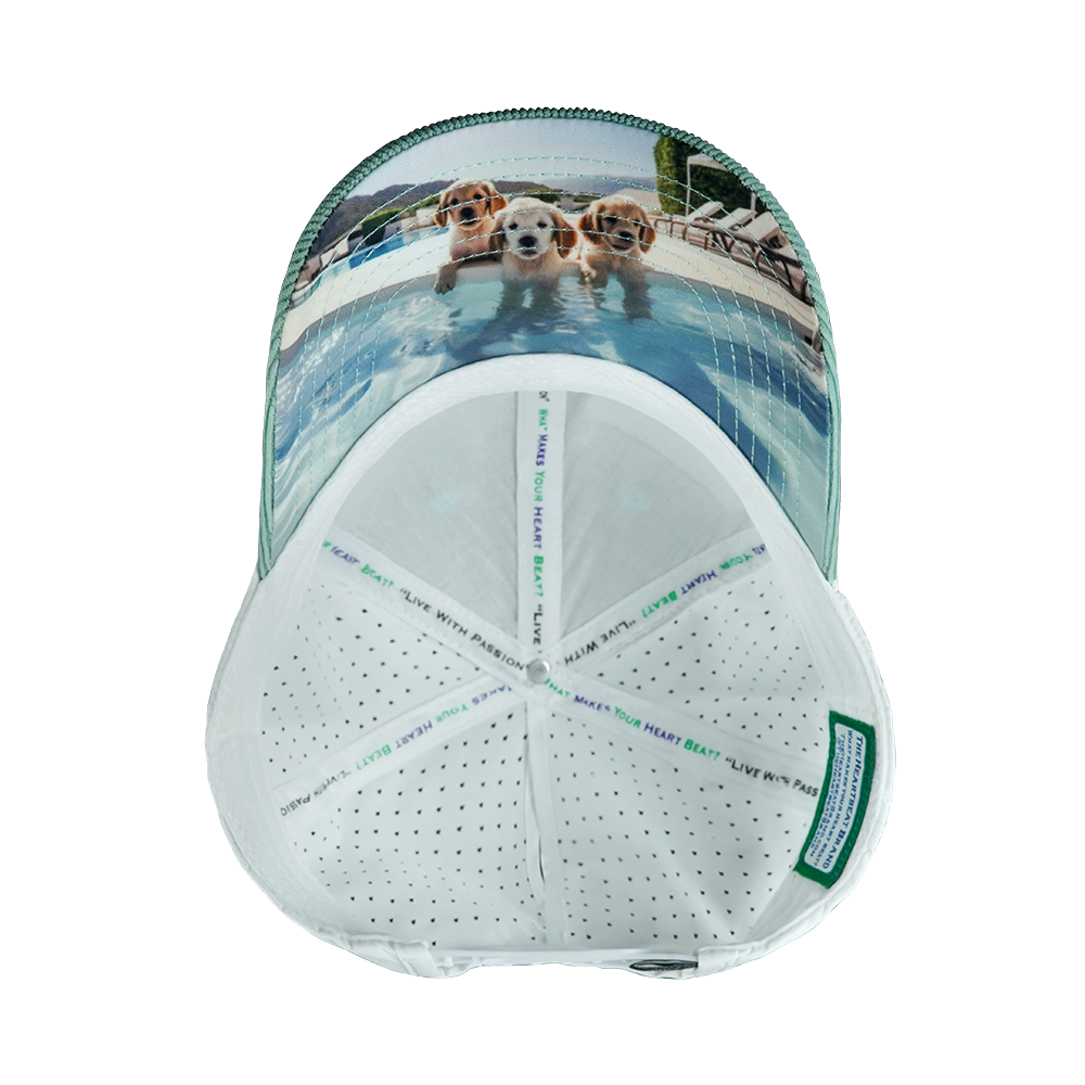 Dog - 6 Panel - Shallow Fit - Pony Tail - Corduroy - Mint / White - Laser Mesh (Unisex)