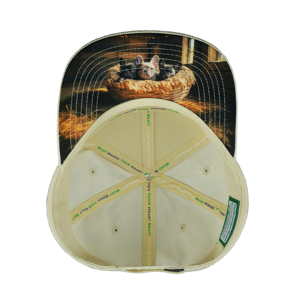 Dog - 7 Panel - Corduroy - Cork - Cream - Fabric Back (Unisex)