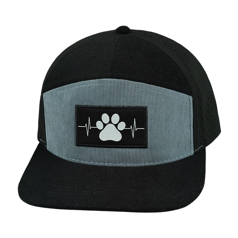 Dog - 7 Panel - Corduroy - Black / Gray Blue - Laser Mesh (Unisex)