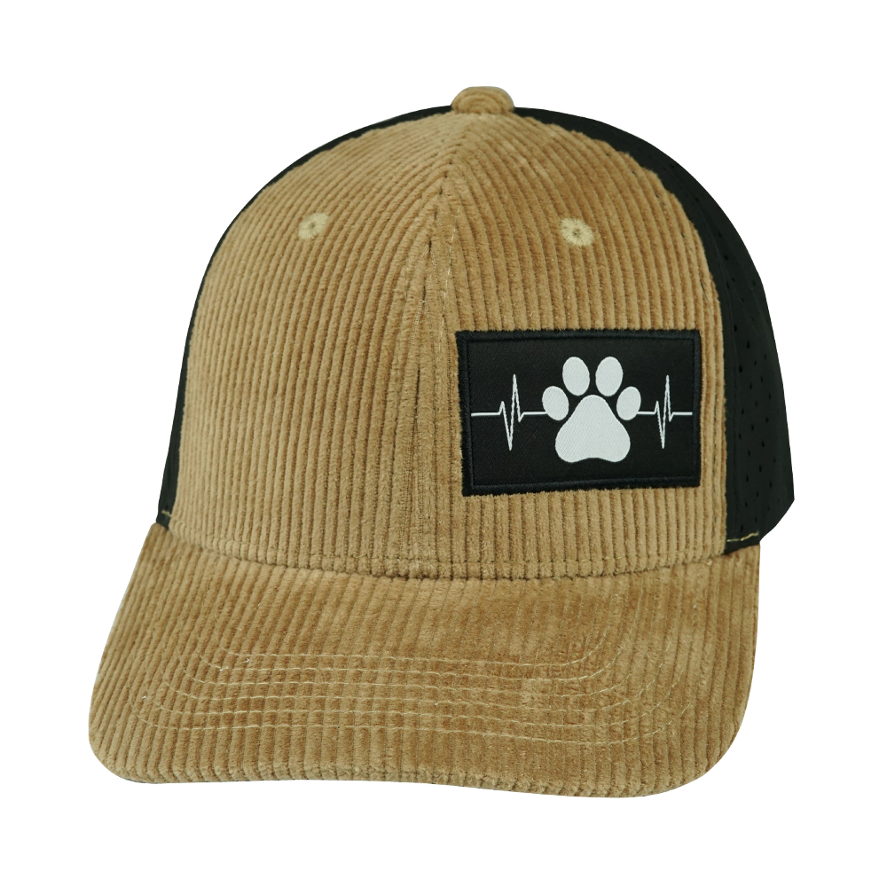 Dog - 6 Panel - Corduroy - Tan / Black - Laser Mesh (Unisex)