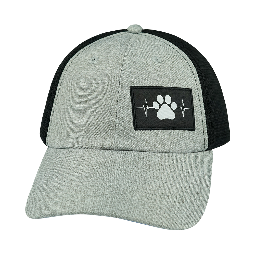 Dog - 6 Panel - Unstructured - Heather Gray / Black - Soft Trucker Mesh (Unisex)