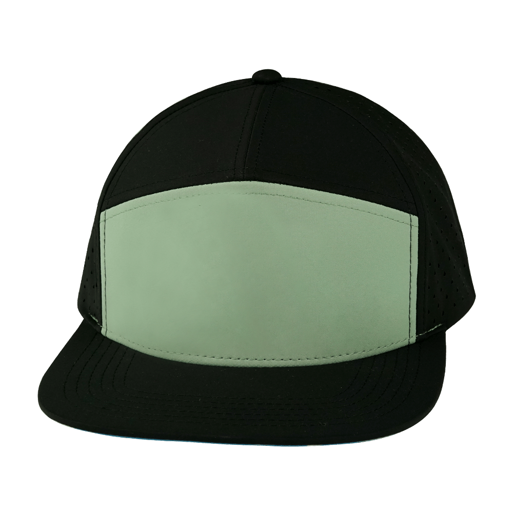 Blank - 7 Panel - Black / Sage (Unisex) - Laser Mesh
