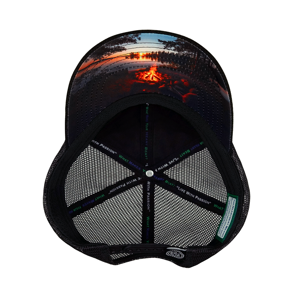 Camping - 6 Panel - Shallow Fit - Unstructured - Black Hemp / Black - Soft Trucker Mesh (Unisex)