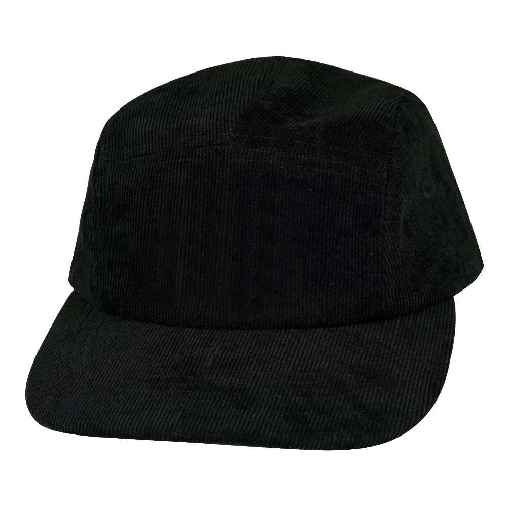 Blank - 5 Panel - Unstructured - Corduroy - Black (Unisex) - Full Fabric