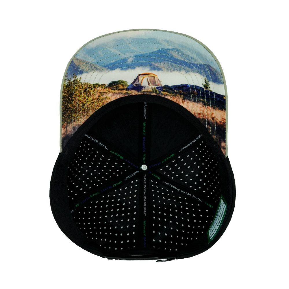 Camping - 6 Panel - Sage / Black - Laser Mesh (Unisex)