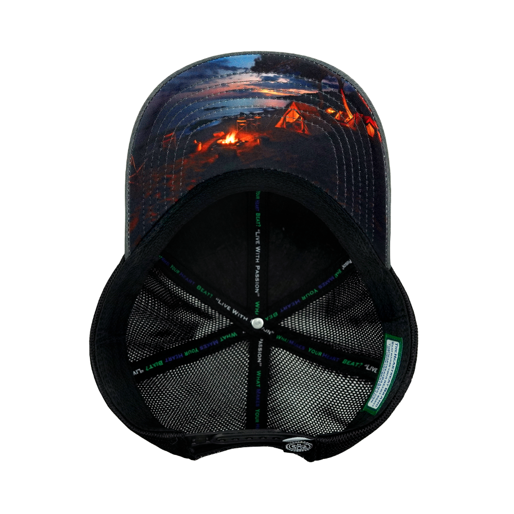 Camping - 6 Panel - Shallow Fit - Slate Gray / Black - Soft Trucker Mesh (Unisex)