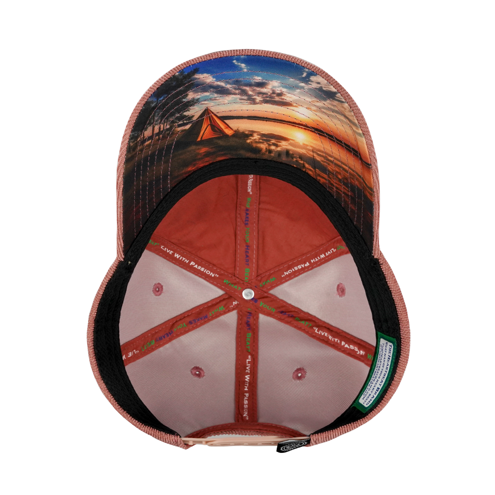 Camping - 6 Panel - Shallow Fit - Cork - Corduroy - Peach - Fabric Back (Unisex)