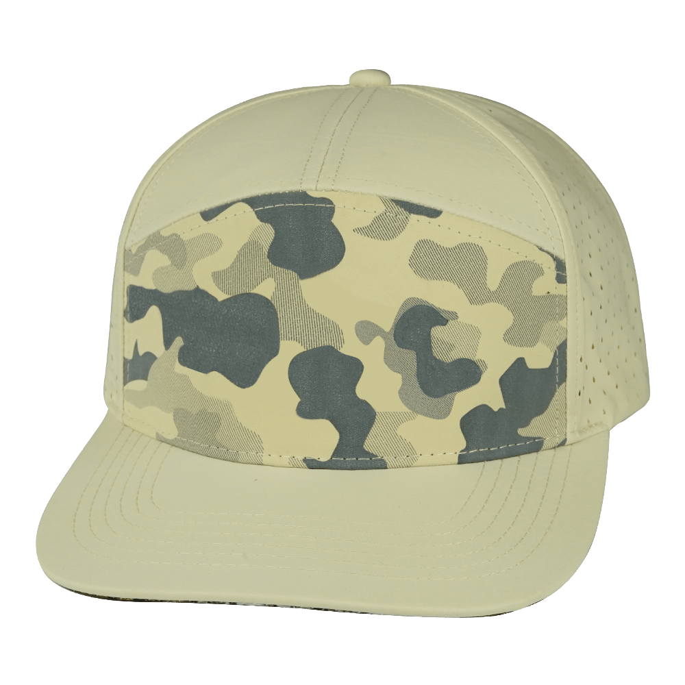 Blank - 7 Panel - Cream / Soft Cream Camo (Unisex - Laser Mesh