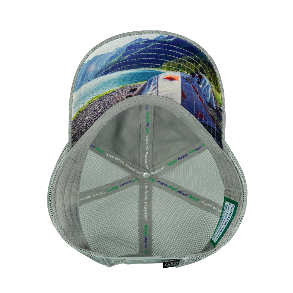 Camping - 6 Panel - Shallow Fit - Unstructured - Heather Gray / Gray - Soft Trucker Mesh (Unisex)