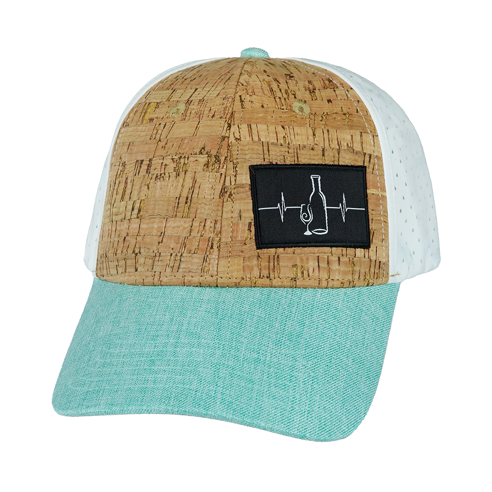 Wine - 6 Panel - Shallow Fit - Pony Tail - Cork - Mint / White - Laser Mesh (Unisex)