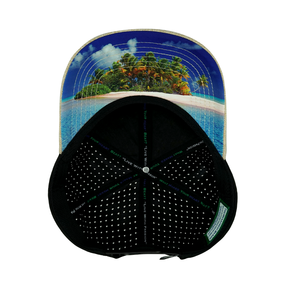 Beach - 6 Panel - Cream Hemp / Black - Laser Mesh (Unisex)