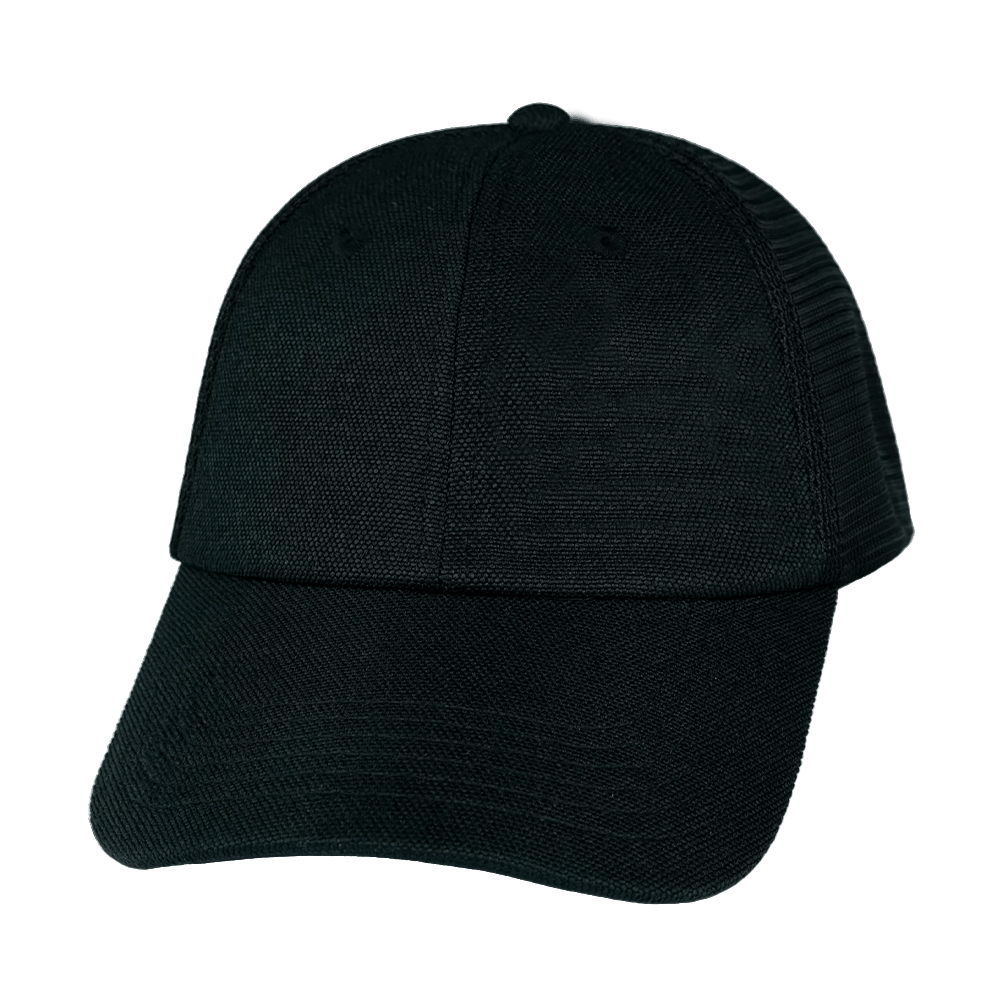 Blank - 6 Panel - Unstructured - Black Hemp / Black (Unisex) - Soft Trucker Mesh