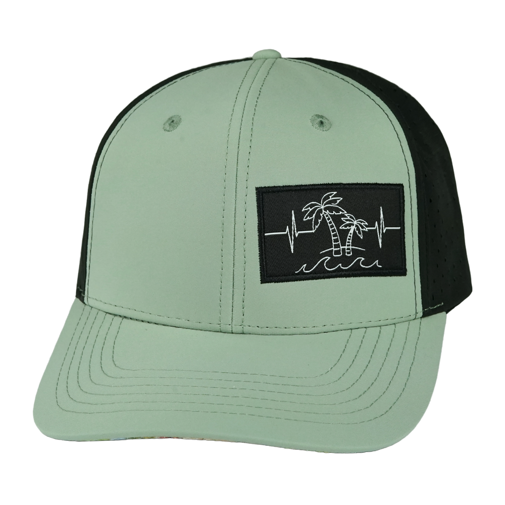 Beach - 6 Panel - Sage Green / Black - Laser Mesh (Unisex)