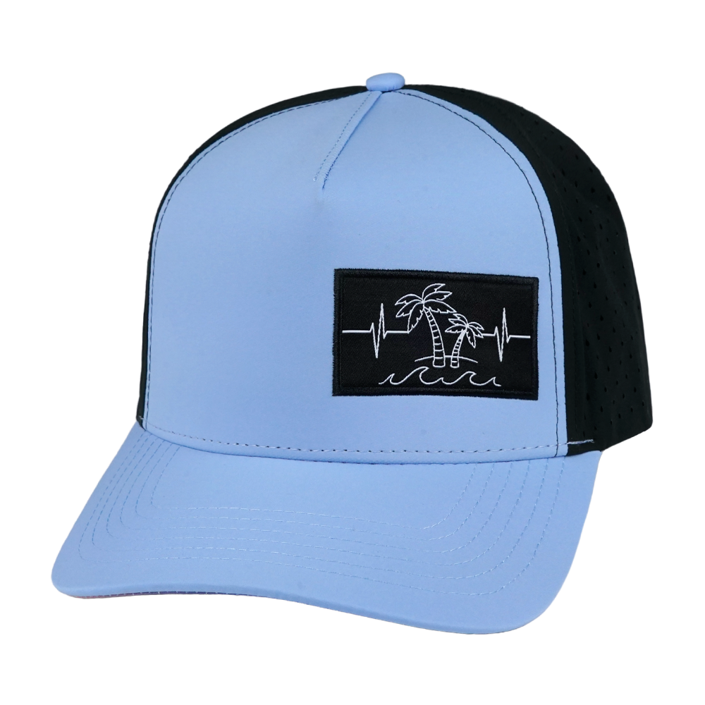 Beach - 5 Panel - Structured - Light Blue / Black - Laser Mesh (Unisex)