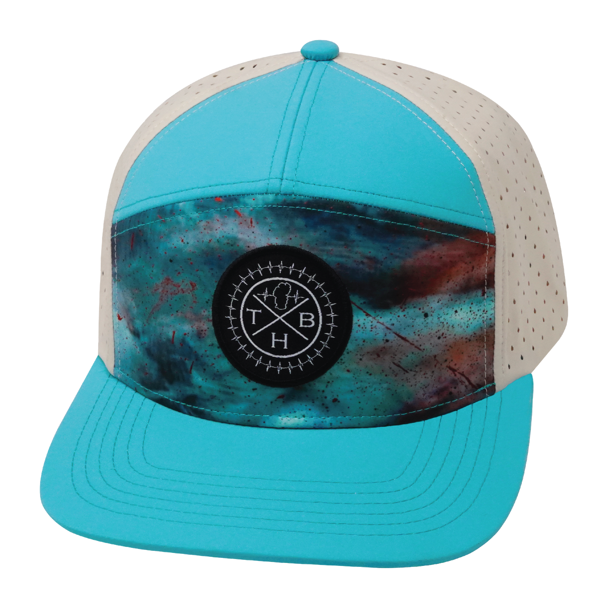 **YOUTH** THB - 7 Panel - Desert Sky - Neon Green Blue / Cream - Laser Mesh (Unisex)