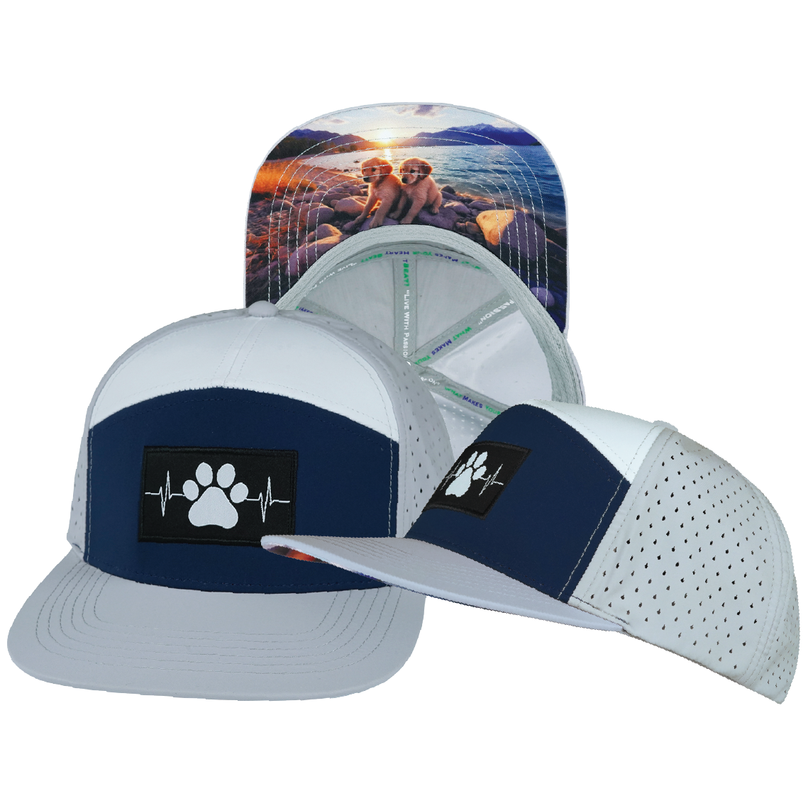 Dog - 7 Panel - Gray / Navy / White - Laser Mesh (Unisex)