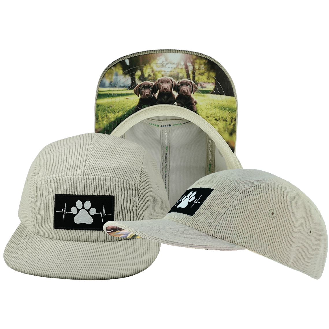Dog - 5 Panel - Unstructured - Corduroy - Sand - Fabric Back (Unisex)