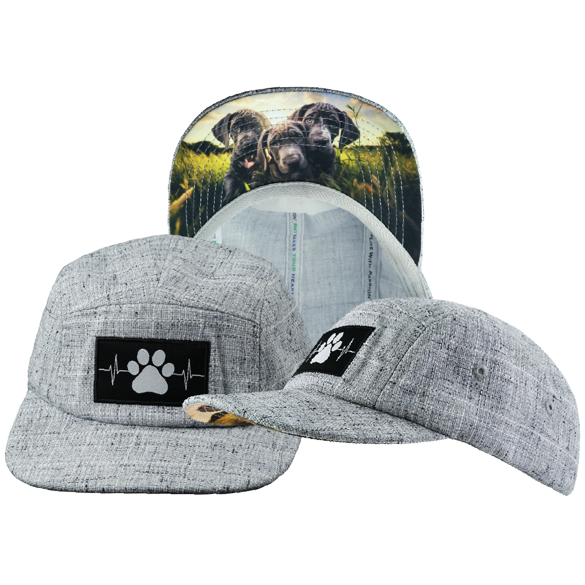 Dog - 5 Panel - Unstructured - Light Gray Hemp - Fabric Back (Unisex)