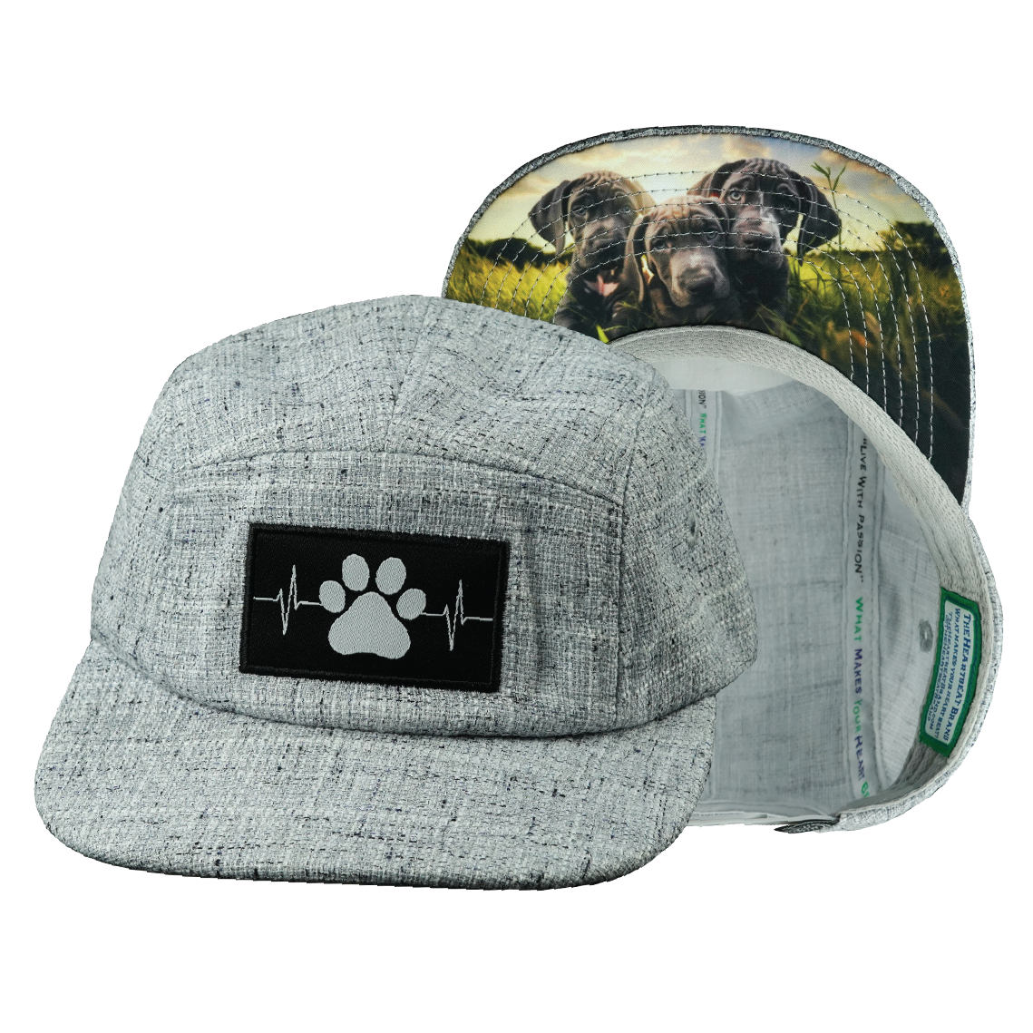 Dog - 5 Panel - Unstructured - Light Gray Hemp - Fabric Back (Unisex)