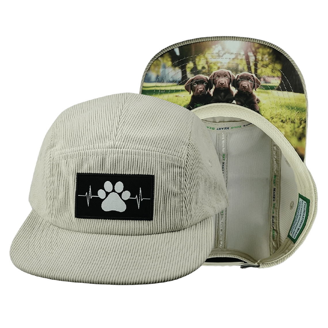 Dog - 5 Panel - Unstructured - Corduroy - Sand - Fabric Back (Unisex)