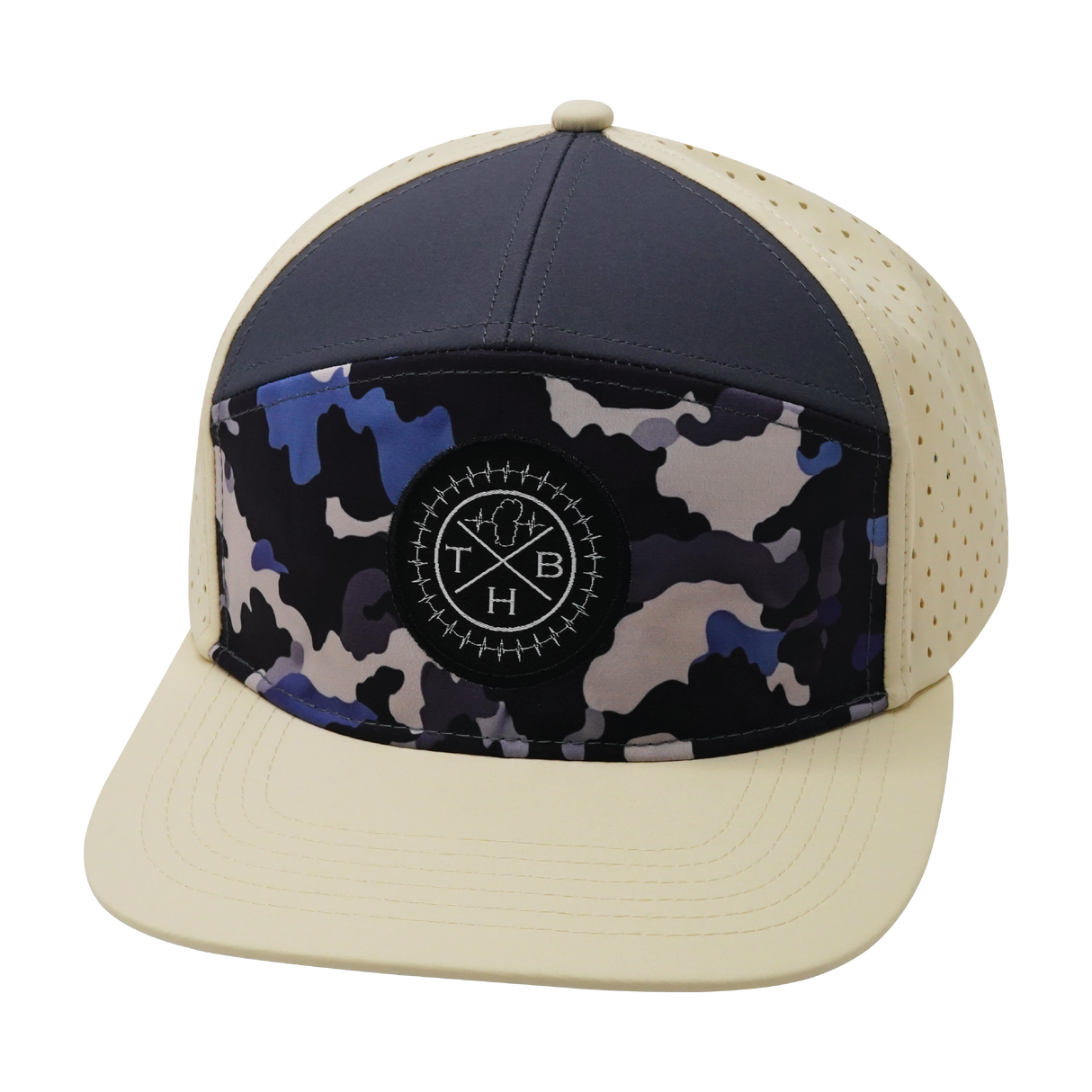 **YOUTH** THB - 7 Panel - Dusk Camo - Cream / Charcoal - Laser Mesh (Unisex)