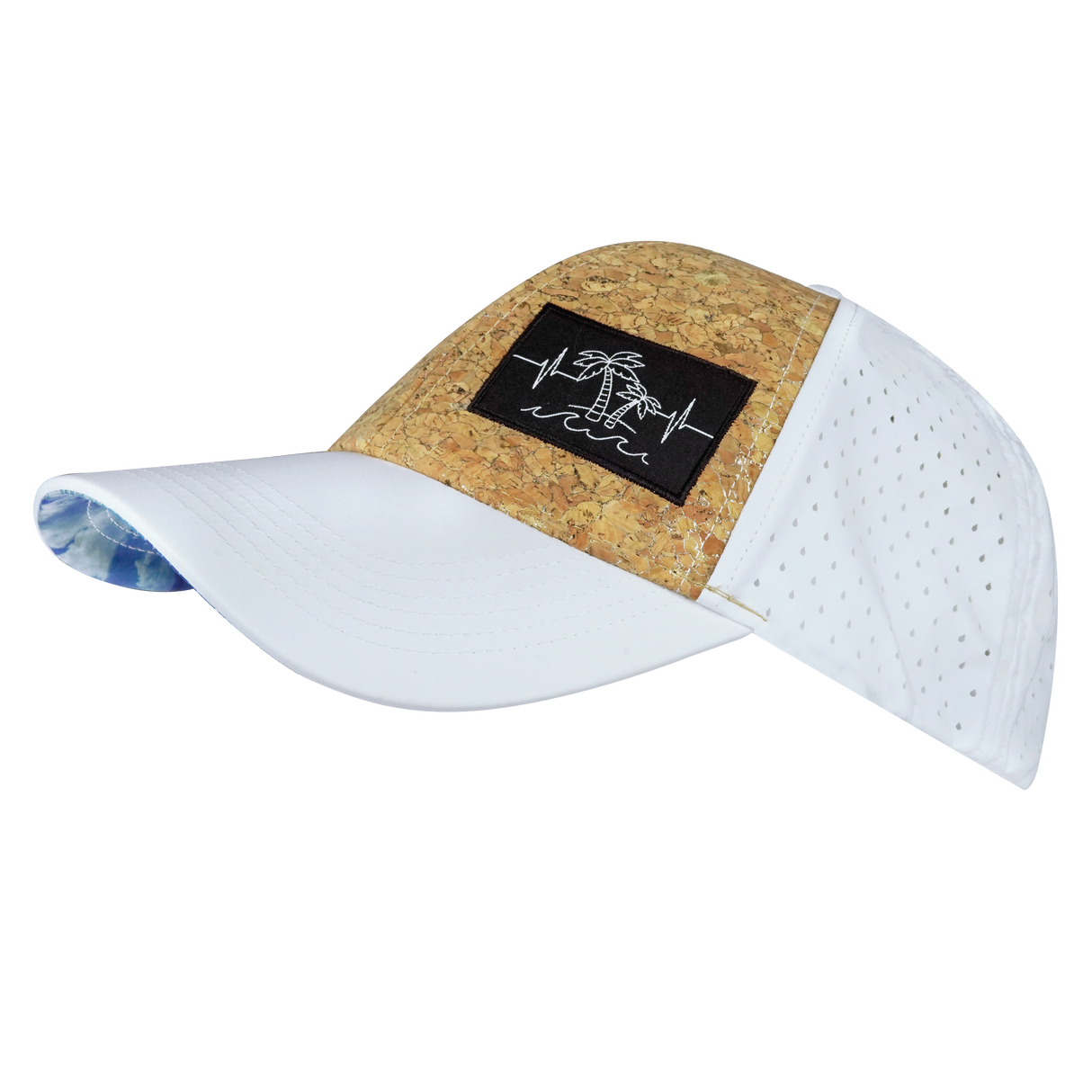 Beach - 6 Panel - Shallow Fit - Pony Tail - Cork - White - Laser Mesh (Unisex)