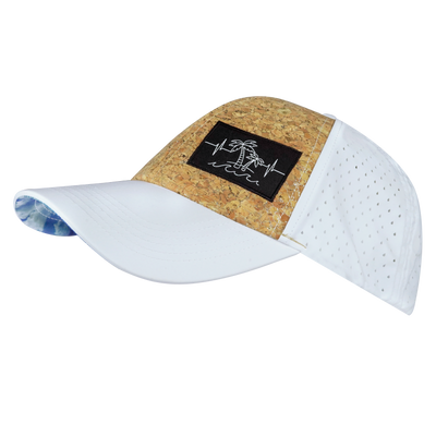 Beach - 6 Panel - Shallow Fit - Pony Tail - Cork - White - Laser Mesh (Unisex)