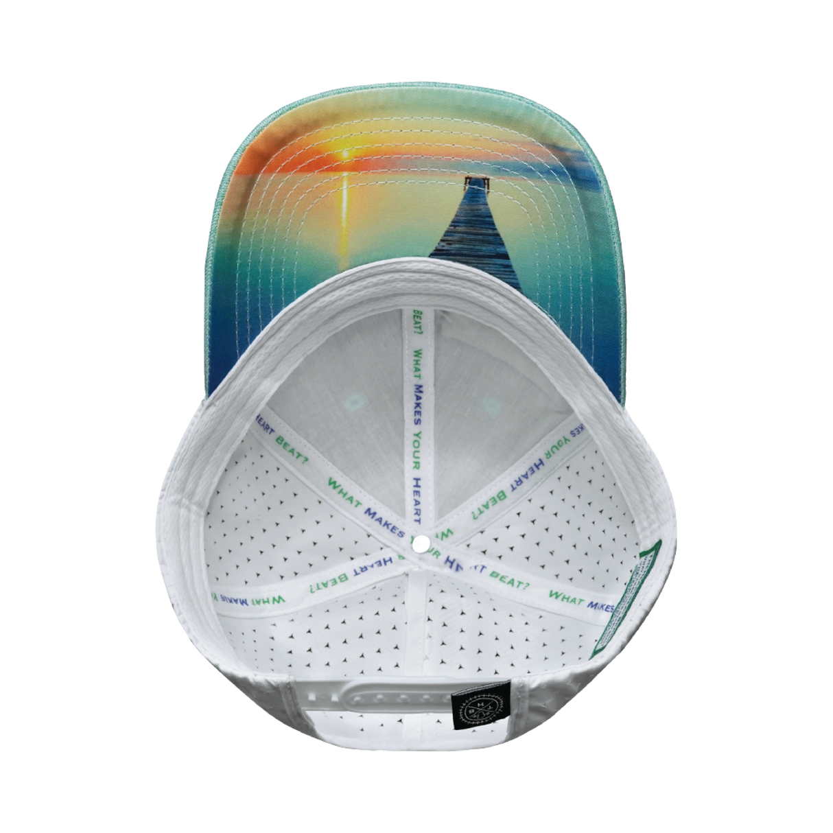 Fishing - 6 Panel - Shallow Fit - Pony Tail - Teal / White - Laser Mesh (Unisex)