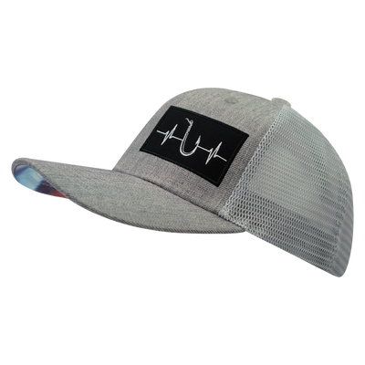 Fishing - 6 Panel - Heather Gray / Gray - Trucker Mesh (Unisex)