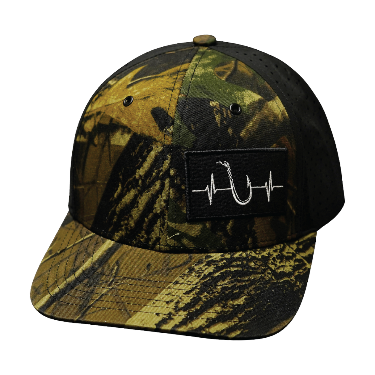 Fishing - 6 Panel - Tan Tree Camo / Black - Laser Mesh (Unisex)