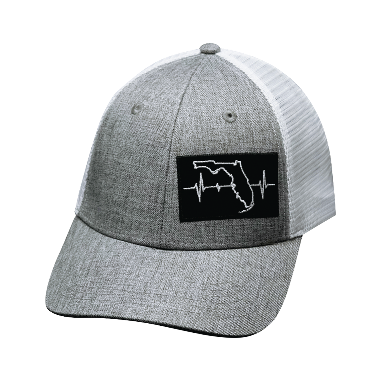 Florida - 6 Panel - Shallow Fit - Heather Gray / White - Trucker Mesh (Unisex)