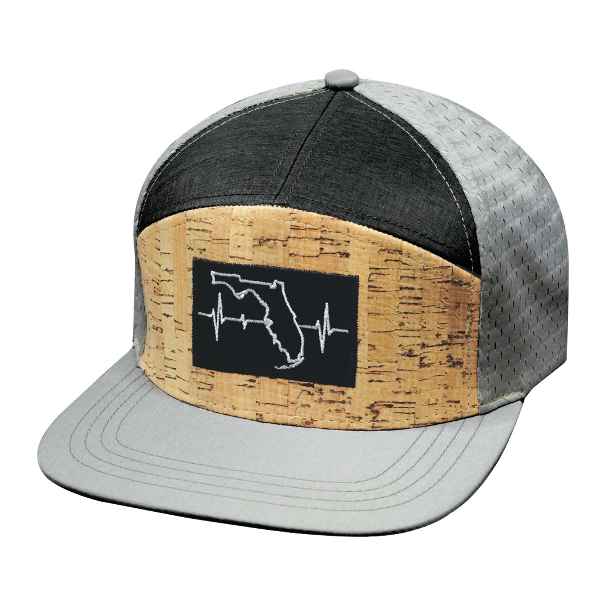 Florida - 7 Panel - Cork - Gray / Charcoal - Jersey Mesh (Unisex)